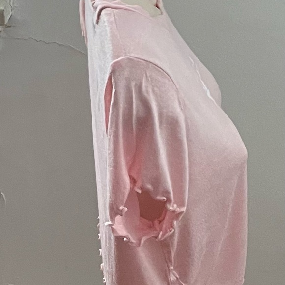 Papaya “Baddie” lettuce edge pink graphic crop top size L Barbiecore boho skater - Picture 9 of 16